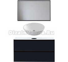 Мебель для ванной комнаты Allen Brau Activity 120 с подсветкой, матовый антрацит, олива браш, столешница белая, раковина Fantasy Round 45, белая