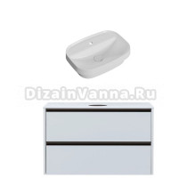 Тумба с раковиной Allen Brau Activity 120 с подсветкой, матовый белый, олива браш, столешница белая, раковина Fantasy Sphere 55x40, белая