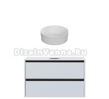 Тумба с раковиной Allen Brau Activity 120 с подсветкой, матовый белый, олива браш, столешница белая, раковина Fantasy Romb 36 белая