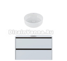 Тумба с раковиной Allen Brau Activity 120 с подсветкой, матовый белый, олива браш, столешница белая, раковина Fantasy Line 36, белая