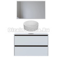 Мебель для ванной комнаты Allen Brau Activity 120 с подсветкой, матовый белый, олива браш, столешница белая, раковина Fantasy Romb 36, белая