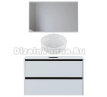 Мебель для ванной комнаты Allen Brau Activity 120 с подсветкой, матовый белый, олива браш, столешница белая, раковина Fantasy Line 36, белая