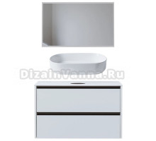 Мебель для ванной комнаты Allen Brau Activity 120 с подсветкой, матовый белый, олива браш, столешница белая, раковина Fantasy Oval 55, белая