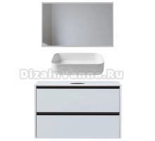 Мебель для ванной комнаты Allen Brau Activity 120 с подсветкой, матовый белый, олива браш, столешница белая, раковина Fantasy Quad 50, белая