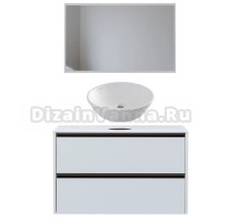 Мебель для ванной комнаты Allen Brau Activity 120 с подсветкой, матовый белый, олива браш, столешница белая, раковина Fantasy Round 45, белая