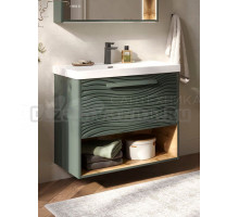 Тумба с раковиной EQUIL Gleam 80.1Y с нишей, зеленый камень, дуб вотан