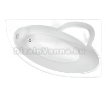 Акриловая ванна BellSan Грета 150x90 см, угловая, левая, пристенная, белая, асимметричная, с каркасом, с сиденьем, со сливом-переливом