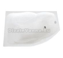 Акриловая ванна BellSan Сати 150x95 см, угловая, правая, пристенная, белая, асимметричная, с каркасом, с сиденьем, со сливом-переливом