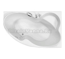Акриловая ванна BellSan Индиго 160x100 см, угловая, левая, пристенная, белая, асимметричная, с каркасом, для двоих, с сиденьем, со сливом-переливом