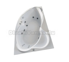 Акриловая ванна BellSan Индиго Стандарт 160x100 см, угловая, левая, пристенная, с гидромассажем, белая, асимметричная, с каркасом, для двоих, с сиденьем, со сливом-переливом