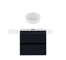 Тумба с раковиной Allen Brau Activity 70 с подсветкой, матовый антрацит, черный браш, столешница белая, раковина Fantasy Line 36, белая