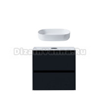 Тумба с раковиной Allen Brau Activity 70 с подсветкой, матовый антрацит, черный браш, столешница белая, раковина Fantasy Oval 55x36, белая