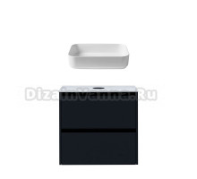 Тумба с раковиной Allen Brau Activity 70 с подсветкой, матовый антрацит, черный браш, столешница белая, раковина Fantasy Quad 50x36, белая