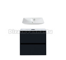 Тумба с раковиной Allen Brau Activity 70 с подсветкой, матовый антрацит, черный браш, столешница белая, раковина Fantasy Y 64x40, белая