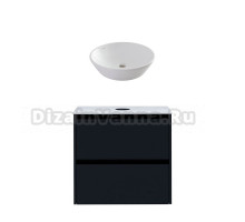 Тумба с раковиной Allen Brau Activity 70 с подсветкой, матовый антрацит, черный браш, столешница белая, раковина Fantasy Round 45, белая