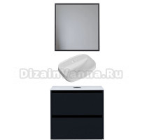 Мебель для ванной комнаты Allen Brau Activity 70 с подсветкой, матовый антрацит, черный браш, столешница белая, раковина Fantasy Sphere 55х40, белая