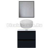 Мебель для ванной комнаты Allen Brau Activity 70 с подсветкой, матовый антрацит, черный браш, столешница белая, раковина Fantasy Romb 36, белая