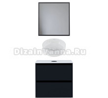 Мебель для ванной комнаты Allen Brau Activity 70 с подсветкой, матовый антрацит, черный браш, столешница белая, раковина Fantasy Line 36, белая