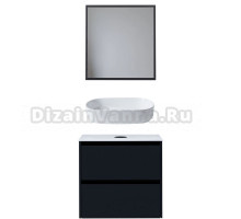 Мебель для ванной комнаты Allen Brau Activity 70 с подсветкой, матовый антрацит, черный браш, столешница белая, раковина Fantasy Oval 55, белая