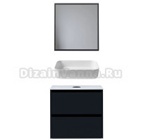 Мебель для ванной комнаты Allen Brau Activity 70 с подсветкой, матовый антрацит, черный браш, столешница белая, раковина Fantasy Quad 50, белая