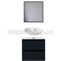 Мебель для ванной комнаты Allen Brau Activity 70 с подсветкой, матовый антрацит, черный браш, столешница белая, раковина Fantasy Bowl 60, белая