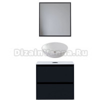 Мебель для ванной комнаты Allen Brau Activity 70 с подсветкой, матовый антрацит, черный браш, столешница белая, раковина Fantasy Round 45, белая