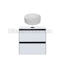 Тумба с раковиной Allen Brau Activity 70 с подсветкой, матовый белый, черный браш, столешница белая, раковина Fantasy Romb 36 белая