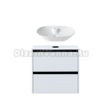 Тумба с раковиной Allen Brau Activity 70 с подсветкой, матовый белый, черный браш, столешница белая, раковина Fantasy Fantasy Bowl 60x42,