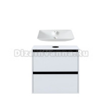 Тумба с раковиной Allen Brau Activity 70 с подсветкой, матовый белый, черный браш, столешница белая, раковина Fantasy Y 64x40, белая