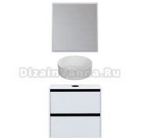 Мебель для ванной комнаты Allen Brau Activity 70 с подсветкой, матовый белый, черный браш, столешница белая, раковина Fantasy Romb 36, белая