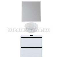 Мебель для ванной комнаты Allen Brau Activity 70 с подсветкой, матовый белый, черный браш, столешница белая, раковина Fantasy Line 36, белая