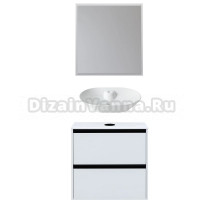 Мебель для ванной комнаты Allen Brau Activity 70 с подсветкой, матовый белый, черный браш, столешница белая, раковина Fantasy Bowl 60, белая