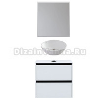 Мебель для ванной комнаты Allen Brau Activity 70 с подсветкой, матовый белый, черный браш, столешница белая, раковина Fantasy Round 45, белая