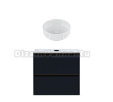 Тумба с раковиной Allen Brau Activity 70 с подсветкой, матовый антрацит, олива браш, столешница белая, раковина Fantasy Line 36, белая