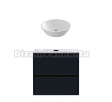 Тумба с раковиной Allen Brau Activity 70 с подсветкой, матовый антрацит, олива браш, столешница белая, раковина Fantasy Round 45, белая