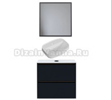 Мебель для ванной комнаты Allen Brau Activity 70 с подсветкой, матовый антрацит, олива браш, столешница белая, раковина Fantasy Sphere 55х40, белая