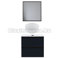 Мебель для ванной комнаты Allen Brau Activity 70 с подсветкой, матовый антрацит, олива браш, столешница белая, раковина Fantasy Line 36, белая