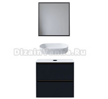 Мебель для ванной комнаты Allen Brau Activity 70 с подсветкой, матовый антрацит, олива браш, столешница белая, раковина Fantasy Oval 55, белая