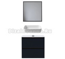 Мебель для ванной комнаты Allen Brau Activity 70 с подсветкой, матовый антрацит, олива браш, столешница белая, раковина Fantasy Quad 50, белая