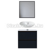 Мебель для ванной комнаты Allen Brau Activity 70 с подсветкой, матовый антрацит, олива браш, столешница белая, раковина Fantasy Bowl 60, белая