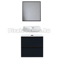 Мебель для ванной комнаты Allen Brau Activity 70 с подсветкой, матовый антрацит, олива браш, столешница белая, раковина Fantasy Y 64x40, белая