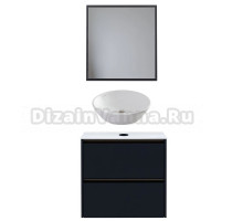 Мебель для ванной комнаты Allen Brau Activity 70 с подсветкой, матовый антрацит, олива браш, столешница белая, раковина Fantasy Round 45, белая