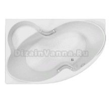 Акриловая ванна BellSan Индиго 170x110 см, угловая, правая, пристенная, белая, асимметричная, с каркасом, для двоих, с ручками, с сиденьем, со сливом-переливом