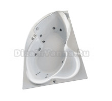 Акриловая ванна BellSan Индиго Стандарт 170x110 см, угловая, левая, пристенная, с гидромассажем, белая, асимметричная, с каркасом, для двоих, с ручками, с сиденьем, со сливом-переливом