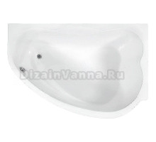 Акриловая ванна BellSan Дарина 165x110 см, угловая, левая, пристенная, белая, асимметричная, с каркасом, для двоих, со сливом-переливом