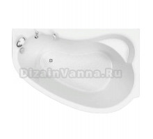 Акриловая ванна BellSan Сабина 165x110 см, угловая, левая, пристенная, белая, асимметричная, с каркасом, с сиденьем, со сливом-переливом