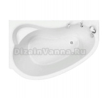 Акриловая ванна BellSan Сабина 165x110 см, угловая, правая, пристенная, белая, асимметричная, с каркасом, с сиденьем, со сливом-переливом
