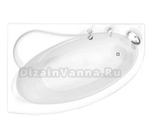 Акриловая ванна BellSan Глория 170x105 см, угловая, правая, пристенная, белая, асимметричная, с каркасом, со сливом-переливом