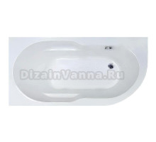 Акриловая ванна BellSan Амира 170x80 см, угловая, правая, пристенная, белая, асимметричная, с каркасом, со сливом-переливом