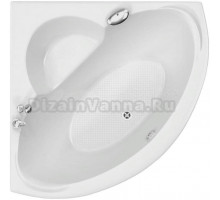 Акриловая ванна BellSan Калипсо 125x125 см, угловая, пристенная, белая, четверть круга, с каркасом, с сиденьем, со сливом-переливом